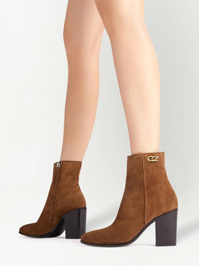 Shop Giuseppe Zanotti Enriette 80mm Suede Boots In Brown