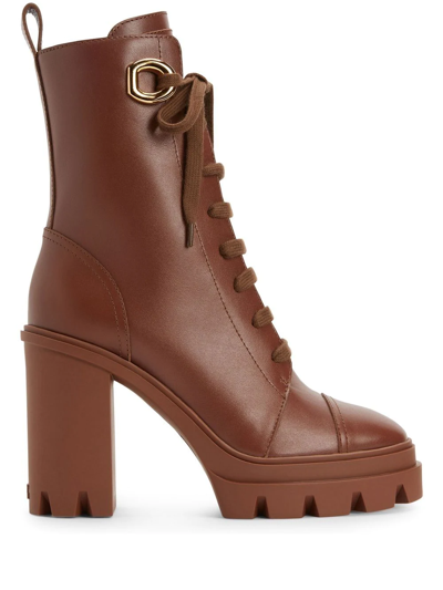 Shop Giuseppe Zanotti Cubalibre Leather Ankle Boots In Brown
