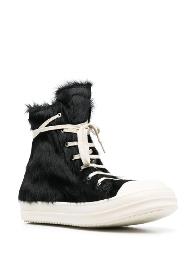 Shop Rick Owens Strobe High-top Lace-up Sneakers In Black