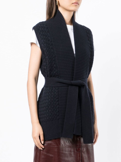 Shop N•peal Chunky-knit Front-tie Cardigan In Blue