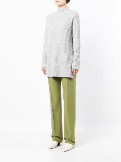 Shop N•peal Cable-knit Organic Cashmere Jumper In Grey