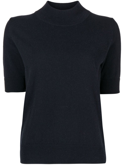 Shop N•peal Organic-cashmere Short-sleeve Top In Blue