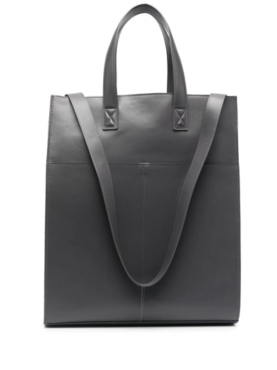 Shop Marsèll Large Rectangular Leather Tote Bag In Grey