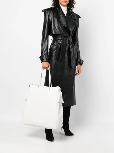 Shop Marsèll Large Trapeze Leather Tote Bag In White