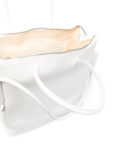 Shop Marsèll Large Trapeze Leather Tote Bag In White