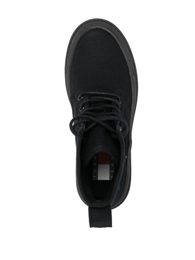 Tommy Jeans Foxing Lace-up Ankle Boots In Schwarz