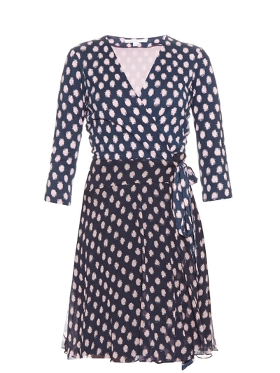 Diane Von Furstenberg Irina Printed Silk Dress In Navy