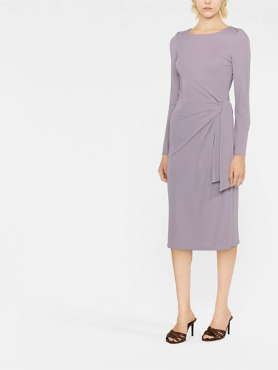 Shop Alberta Ferretti Tie-detail Midi Dress In Violett