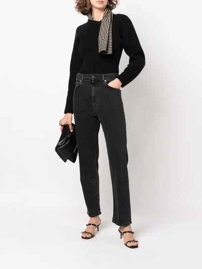 Loulou Studio Wular Straight-leg Ankle Denim Pants In Black