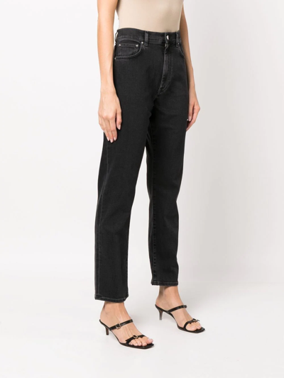 Loulou Studio Wular Straight-leg Ankle Denim Pants In Black