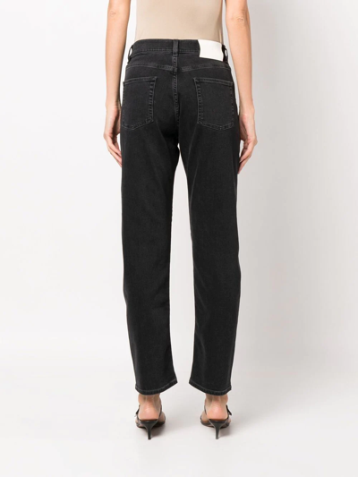 Loulou Studio Wular Straight-leg Ankle Denim Pants In Black