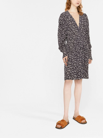 Isabel Marant Étoile Arone Floral Print Long Sleeve A-line Dress In Neutrals