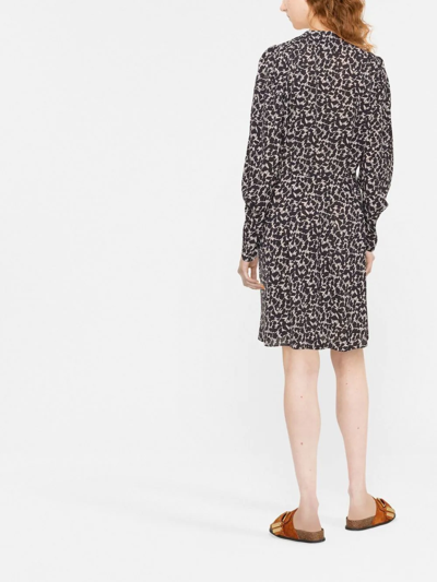 Isabel Marant Étoile Arone Floral Print Long Sleeve A-line Dress In Neutrals
