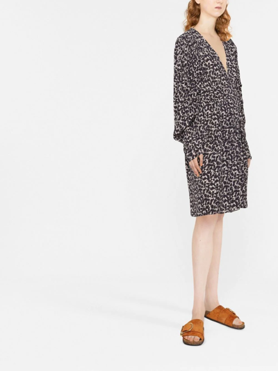 Isabel Marant Étoile Arone Floral Print Long Sleeve A-line Dress In Neutrals