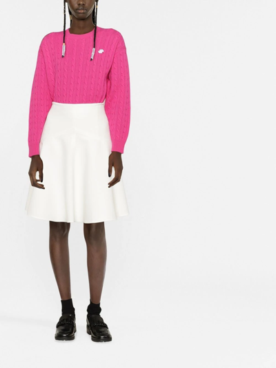 Shop Patou Logo-motif Cable-knit Jumper In Rosa