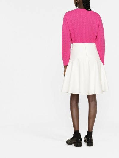 Shop Patou Logo-motif Cable-knit Jumper In Rosa