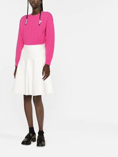 Shop Patou Logo-motif Cable-knit Jumper In Rosa