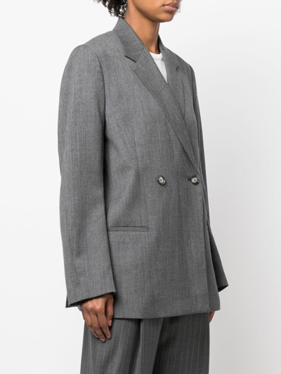 Shop Totême Loreo Double-breasted Blazer In Grey