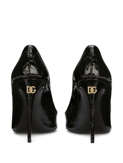 Shop Dolce & Gabbana Décolleté 105mm Crocodile-embossed Pumps In Black