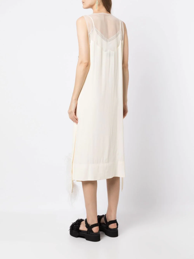 Shop Simone Rocha Crystal-embellished Silk-panelled Dress In White