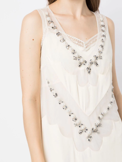 Shop Simone Rocha Crystal-embellished Silk-panelled Dress In White