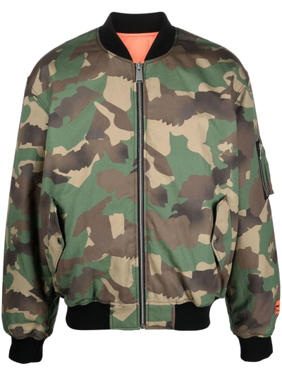 Shop Heron Preston Camouflage Print Bomber Jacket In Grün