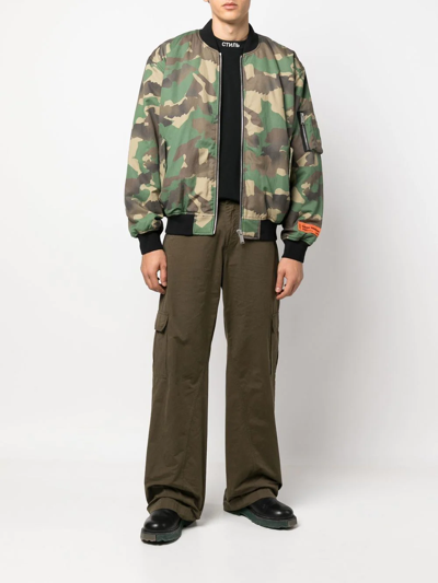 Shop Heron Preston Camouflage Print Bomber Jacket In Grün