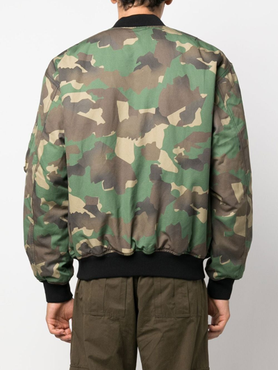 Shop Heron Preston Camouflage Print Bomber Jacket In Grün