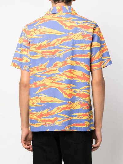 Shop Maharishi Graphic-print Camp-collar Shirt In Blau