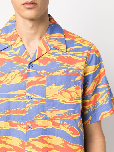 Shop Maharishi Graphic-print Camp-collar Shirt In Blau