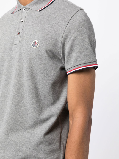 Shop Moncler Stripe-trim Polo Shirt In Grau