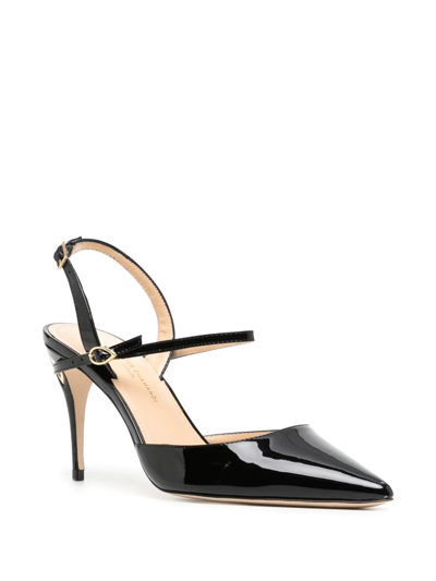 Shop Jennifer Chamandi Vittorio 85mm Leather Slingback Pumps In Schwarz