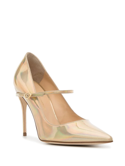 Shop Jennifer Chamandi Lorenzo 105mm Leather Pumps In Gold