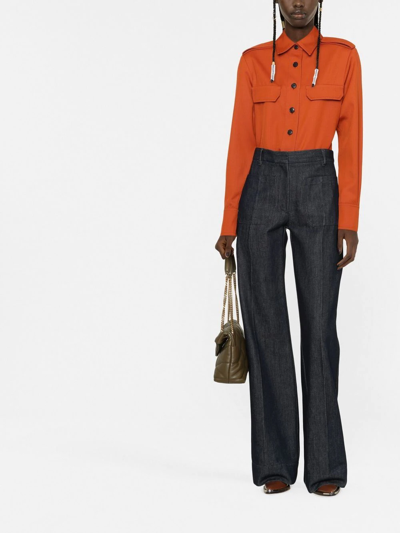 Shop Victoria Beckham Chest Flap-pocket Detail Shirt In Orange