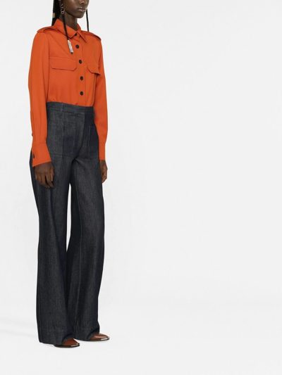 Shop Victoria Beckham Chest Flap-pocket Detail Shirt In Orange