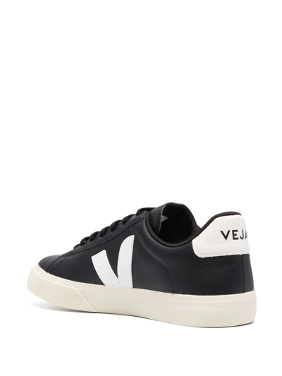 Veja Campo Black And White Low Top Sneakers In Vegan Leather Man In Schwarz