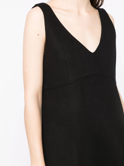 P.a.r.o.s.h Mini Dress Shift V-neck Above-knee In Black