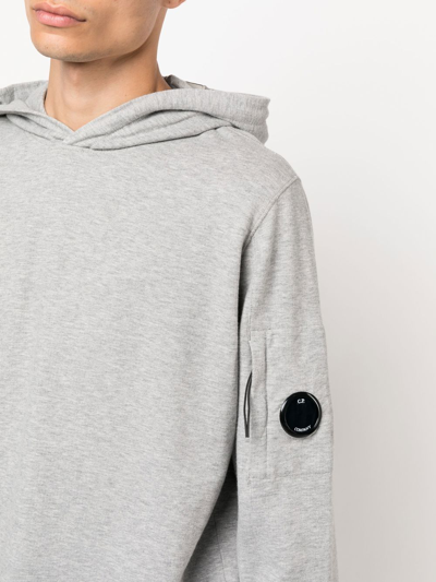 Shop C.p. Company Lens-detail Cotton Hoodie In Grey