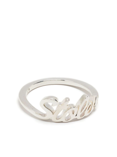 Shop Stolen Girlfriends Club Script Silver Sterling Ring In Silber