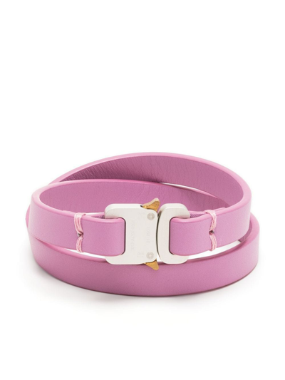 Shop Alyx Micro Buckle Leather Bracelet In Rosa