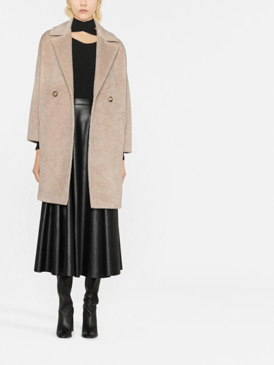 Blanca Vita Tuia Textured Double-breasted Coat In Nude