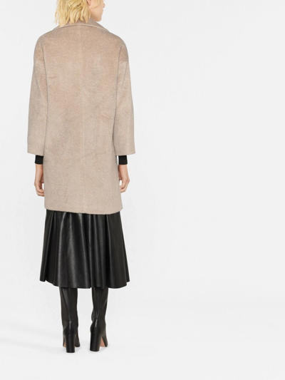 Blanca Vita Tuia Textured Double-breasted Coat In Nude