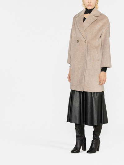 Shop Blanca Vita Tuia Textured Double-breasted Coat In Nude