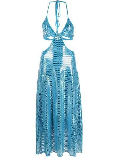 Shop Rotate Birger Christensen Metallic Midi Dress In Blau