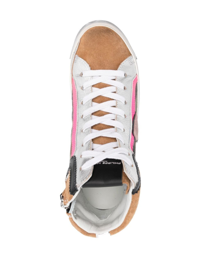 Shop Philippe Model Paris Prsx Leather High-top Sneakers In Braun