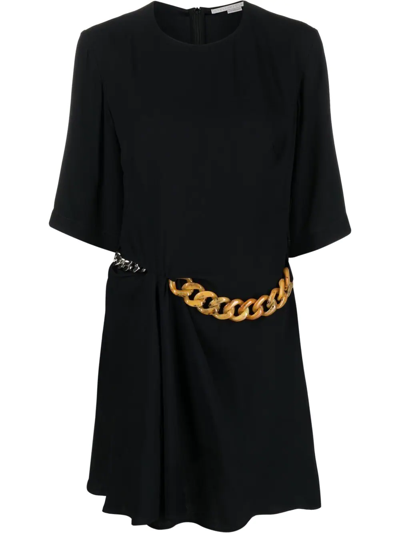Shop Stella Mccartney Falabella Chain Mini Dress In Schwarz