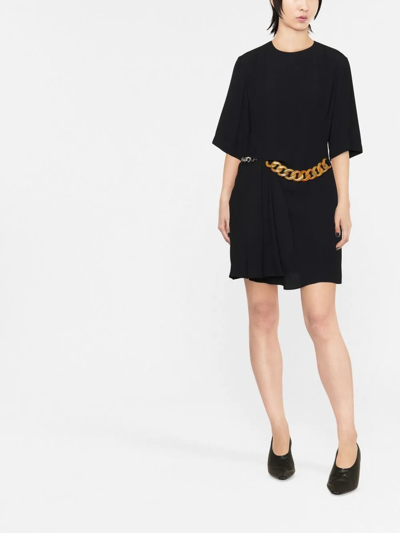 Stella Mccartney Chain-detail Draped Mini Dress In Schwarz