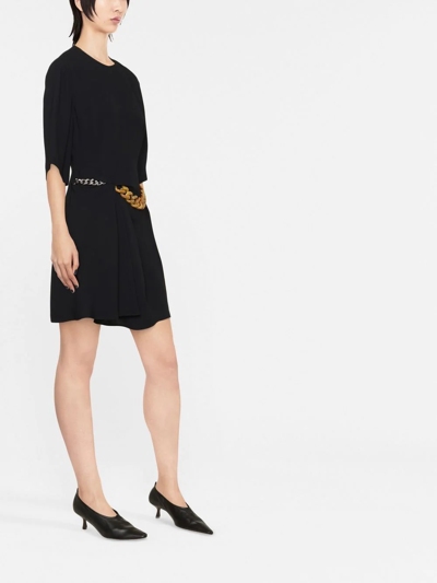 Stella Mccartney Chain-detail Draped Mini Dress In Schwarz