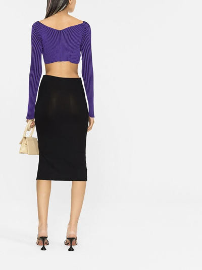 Shop Jacquemus La Maille Pralu Cropped Cardigan In Violett