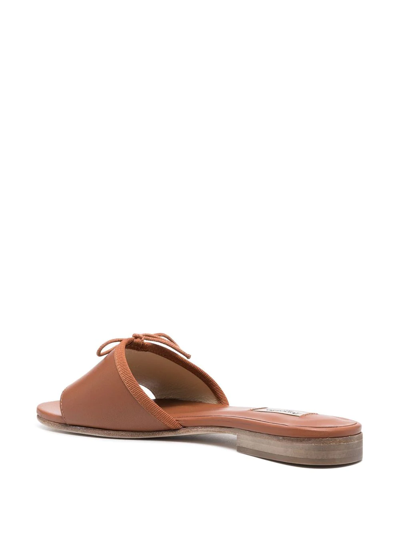 Shop Repetto Suede Bow-detail Sandals In Braun